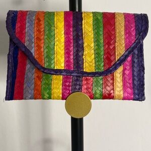 Boho Colorful Striped Straw Clutch